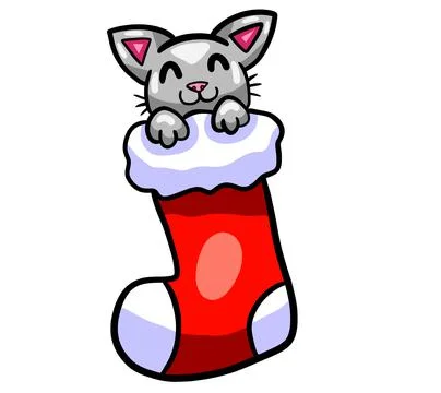 Christmas Stocking Cat Stock Illustration