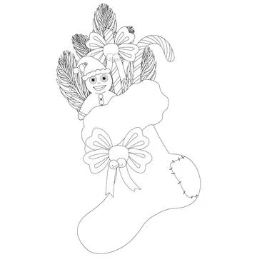 Christmas Stocking Coloring Page Stock Illustration