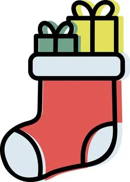 Christmas Stocking Filled With Gift Boxes Stock Illustration
