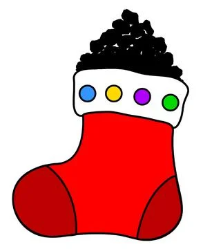 Christmas Stocking Full Of Coal Stock Illustration