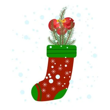 Christmas stocking isolated on white background. Gift sock. Stock Illustration