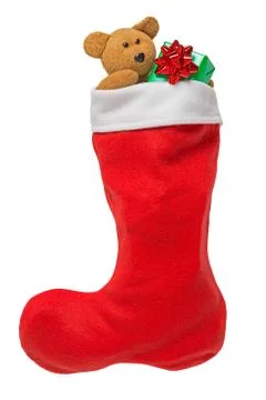 Christmas stocking isolated on white Stock Photos