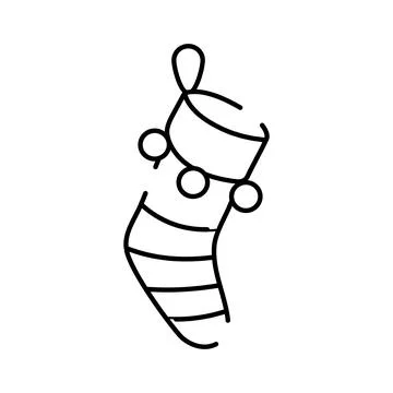 Christmas stocking line art simple celebration decoration Ilustración de archivo
