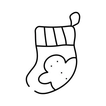 Christmas stocking line art vector illustration for holiday celebration Stock Illustration