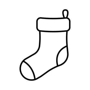 Christmas stocking outline, line icon. Holiday season decoration. New Year sy Stock Illustration