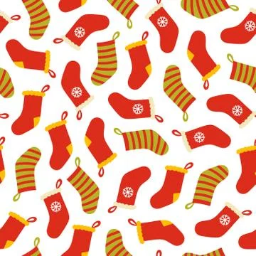Christmas stocking pattern on white background Stock Illustration