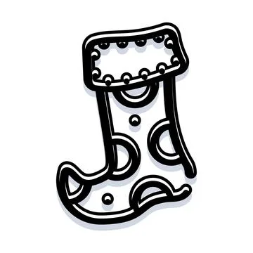 Christmas stocking with polka dot pattern decoration Stock Illustration