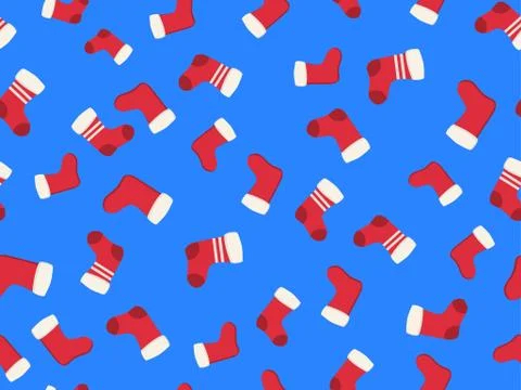 Christmas Stocking seamless pattern. Festive background with Christmas socks  Stock Illustration