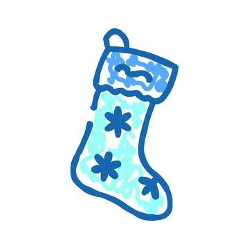 Christmas stocking with snowflake pattern doodle sketch Stock Illustration