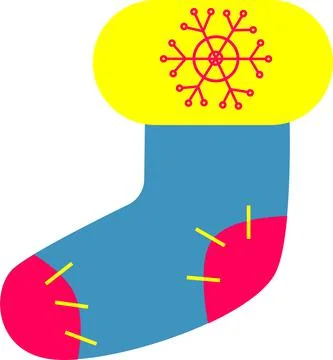 Christmas stocking with a snowflake on a white background. Stock Illustration