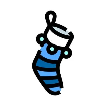 Christmas stocking with striped pattern and decorations Stock Illustration