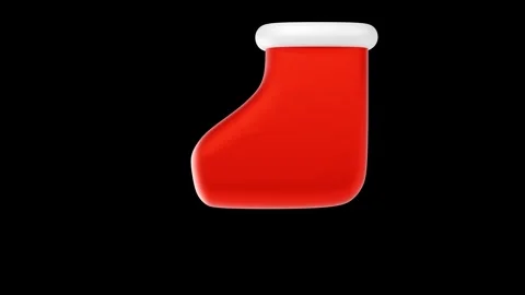 Christmas Stocking with Transparent Background in 3D Animation Stock Footage 309319070