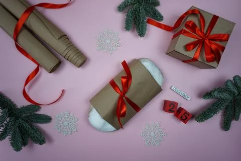 A Christmas stollen surrounded by items to prepare for Christmas Stock Photos