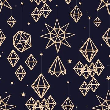 Christmas straw spider seamless pattern. Ukrainian and Scandinavian himmeli h Stock Illustration