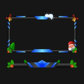 Christmas stream overlay game interface video border frame with Santa Claus Stock Illustration