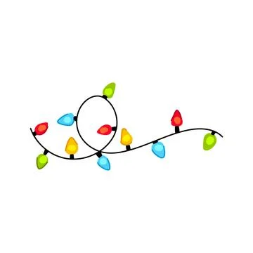 Christmas string lights decorating festive garland border Illustrazione stock