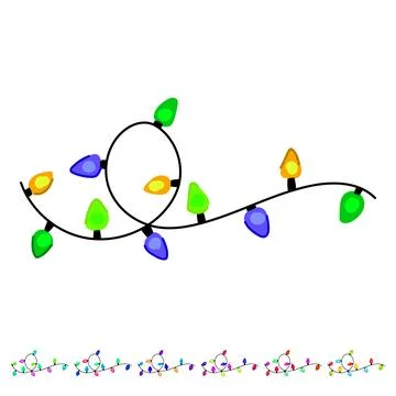 Christmas string lights decorating festive garland border graphic Illustrazione stock
