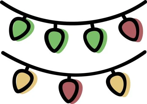 Christmas string lights flat design holiday icon Stock Illustration