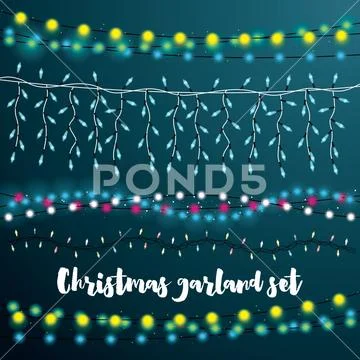 Christmas String Lights Set. Stock Illustration