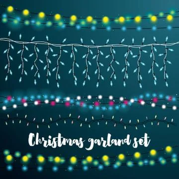 Christmas String Lights Set. Stock Illustration