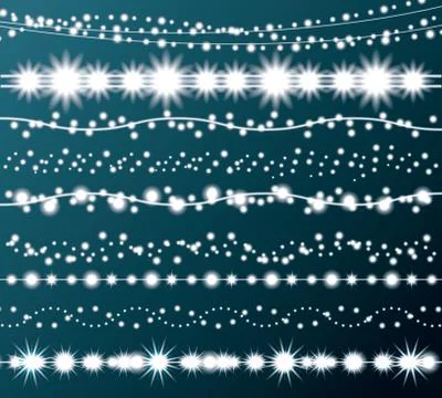 Christmas String Lights Set. New Year Neon Garland. Festive Christmas Decorat Stock Illustration