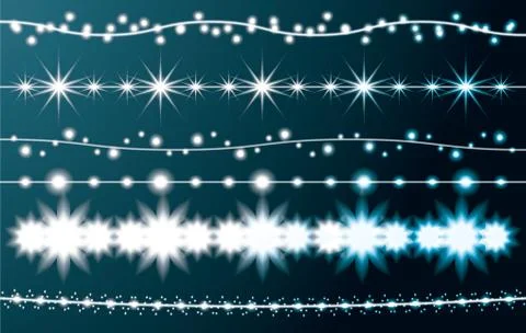 Christmas String Lights Set. New Year Neon Garland. Festive Christmas Decorat Stock Illustration