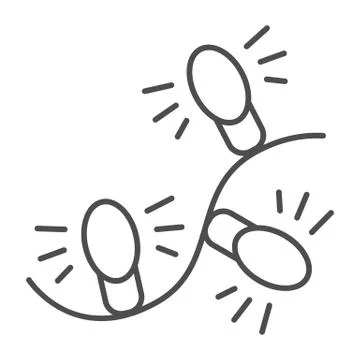 Christmas string lights thin line icon, New Year concept, garland sign on white Stock Illustration