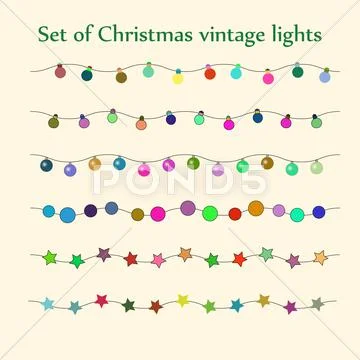 Christmas string lights. Vector set. Stock Illustration