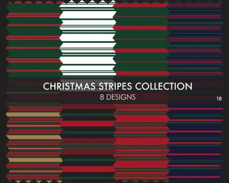Christmas Stripe Seamless Pattern Collection Illustrazione stock