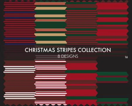 Christmas Stripe Seamless Pattern Collection Illustrazione stock