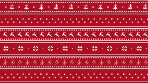 Christmas Striped Animated Pattern with Deer, Fir Trees, Snowflakes. Loop Bg Stock Footage 340238031