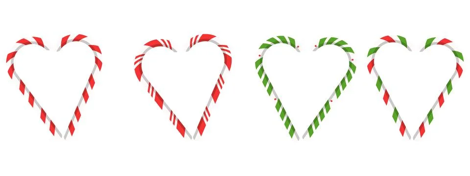 Christmas striped candy frame set. Red and green cane patterns for decorati.. Illustrazione stock