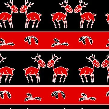 Christmas stripes seamless pattern with deers Stock Illustration