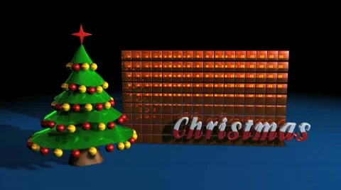 Christmas Studio with Christmas Tree and Video Wall Stock After Effects