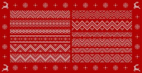 Christmas sweater borders, frames and patterns Illustrazione stock