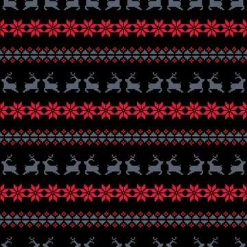 Christmas Sweater Pattern Design Seamless Pixel Art background. Stock-Illustration