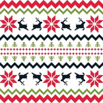 Christmas Sweater Pattern Design Seamless Pixel Art background. Stock-Illustration