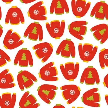 Christmas sweater pattern on white background Stock Illustration