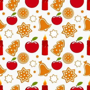 Christmas sweet gingerbread seamless pattern. Vector illustration. Stock Illustration