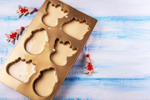 Christmas sweets do it yourself. Flat lay top view, close up on light background Fotos Stock