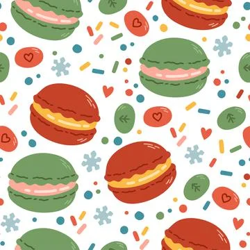 Christmas sweets pattern simple flat design vector Stock Illustration