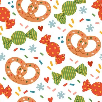 Christmas sweets pattern simple flat design vector Stock Illustration