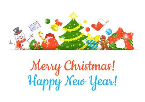 Christmas Symbols Background Horizontal Header Banner Stock Illustration