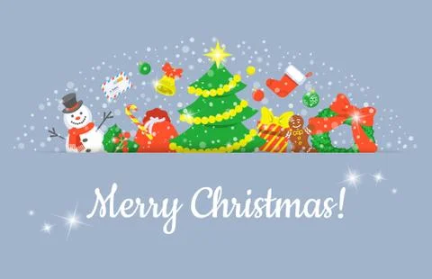 Christmas Symbols Background Horizontal Header Banner Stock Illustration