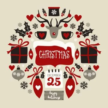 Christmas Symbols Composition Stock Illustration