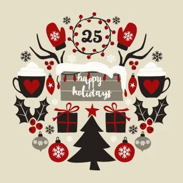 Christmas Symbols Composition Stock Illustration