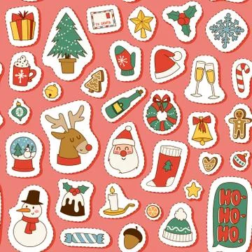 Christmas symbols vector pattern. Stock Illustration