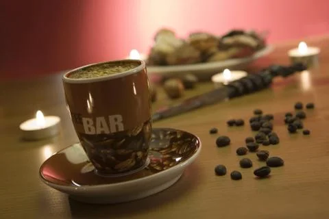 Christmas table with coffee Stock Photos