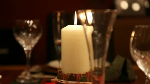 Christmas table CU LR pan mid focus RT v1 스톡 동영상 18093297