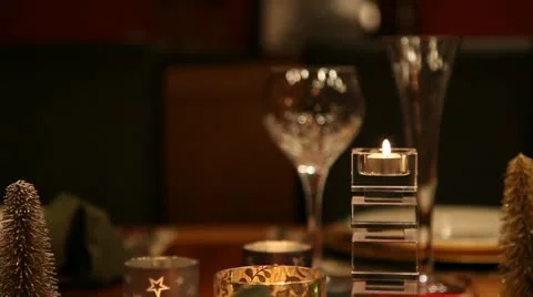 Christmas table CU LR pan mid focus RT v2 스톡 동영상 18109594